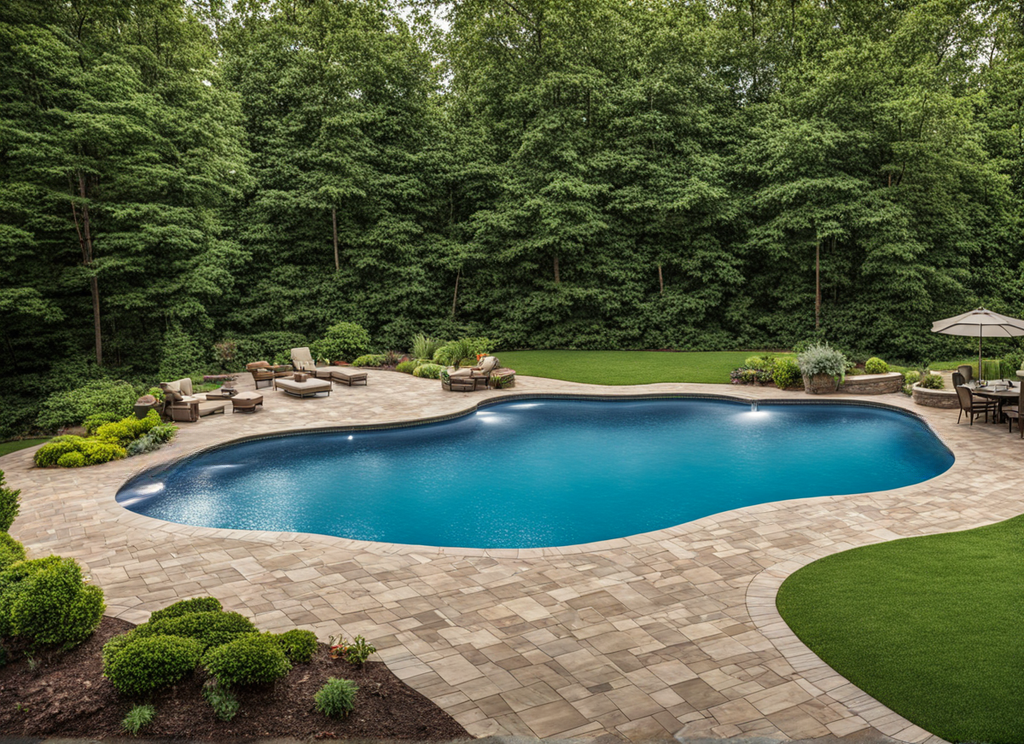 vinyl pool surrounded by trees
